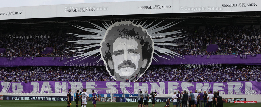 A_LUI_100825_07 | SPORT,FUSSBALL,ADMIRAL BUNDESLIGA FK AUSTRIA WIEN-RZ PELLETS WAC 10.08.2025 IM BILD: TRANSPARENT ZU EHREN SCHNECKERL PROHASKA (AUSTRIA WIEN) UND (WAC) FOTO:FOTOLUI/MW  