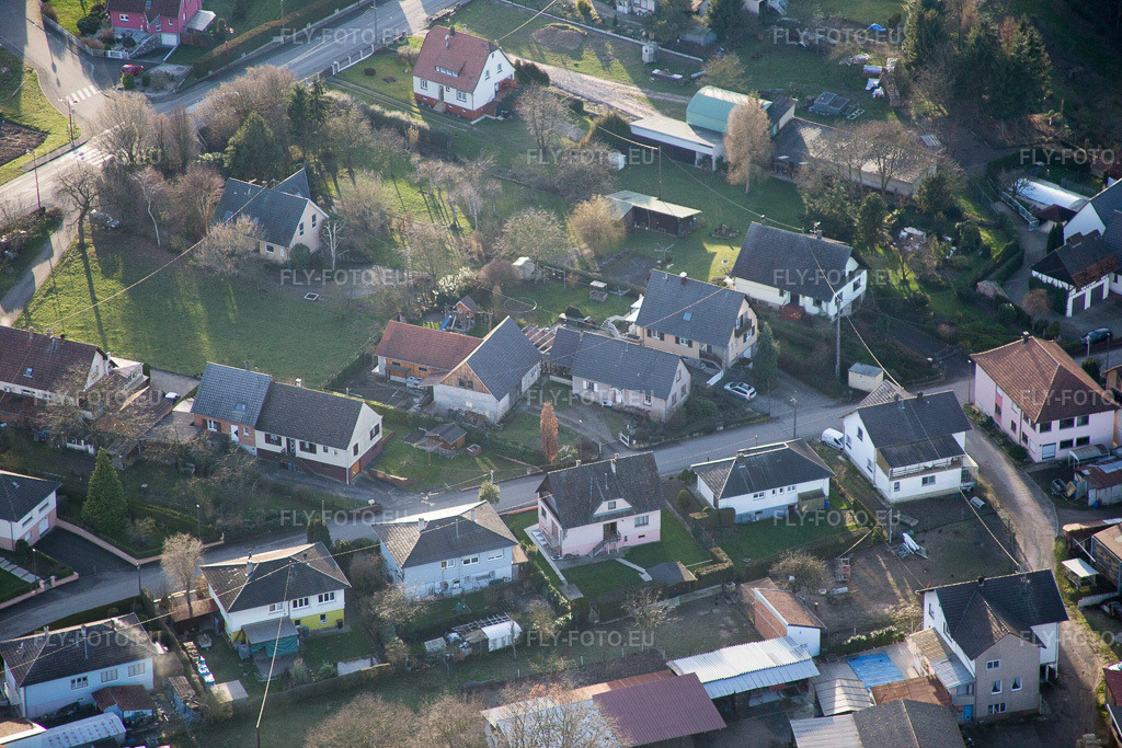 Vue aérienne: Vue de la ville à Scheibenhard dans le département Bas Rhin, France. Photo: IMG_085980.jpg prise le 06/02/2016 par Werner Riehm/FLY-FOTO.euRésolution de l'original: 5472 x 3648 px