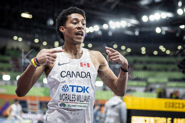 World Athletics Indoor Championships Kujawy Pomorze 26, 21.03.2026 | TORUN, POLAND - MARCH 21:  Christopher MORALES WILLIAMS (CAN) celebrates his 400m-win during the World Athletics Indoor Championships Kujawy Pomorze 26 on day 2 / session 2 at Kujawsko-Pomorska Arena Torun on March 21, 2026 in Torun, Poland. 
