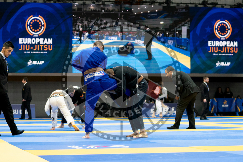 20240124PBB00123 | Fighters compete during the second day of the IBJJF European Championship in Paris, France, on January 24, 2024.