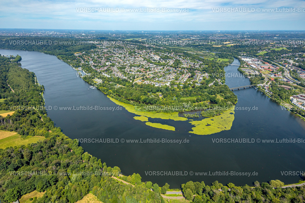 Essen230708145 | Luftbild, Ruhrschleife Heisinger Bogen, Vogelschutzgebiet, Ortsansicht Heisingen, Essen, Ruhrgebiet, Nordrhein-Westfalen, Deutschland