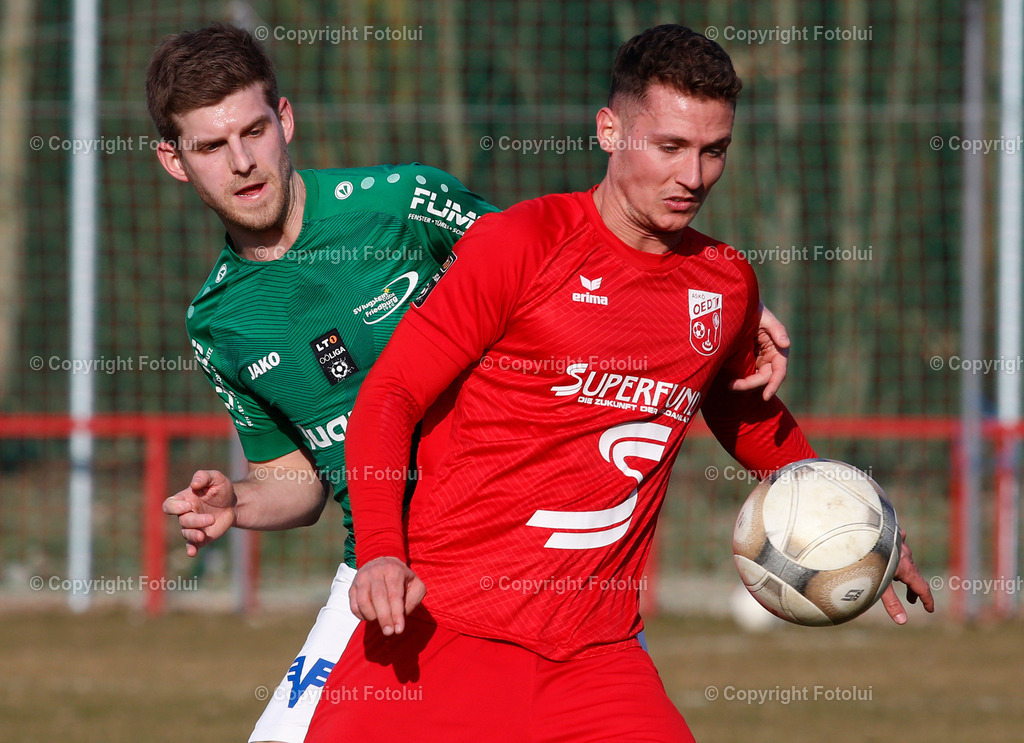 A_LUI_04032023_19 | SPORT,FUSSBALL LT1 OOE LIGA 2023 ASKOE OEDT-SC LUGSTEIN CABS FRIEDBURG 04.03.2023 IM BILD: MARCO WEBER  (OEDT) UND SIMON SOMMER (FRIEDBURG) FOTO:FOTOLUI