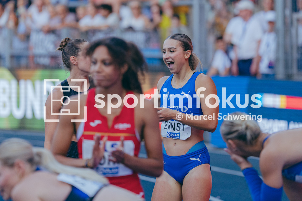 Deutsche Meisterschaften der Frauen und Männer 2026 | Jolina Ernst, TV Wattenscheid 01, 100-Meter-Lauf, Finale, Deutsche Meisterschaften der Frauen und Männer 2026, Lohrheidestadion Bochum-Wattenscheid, 25.07.2026. Foto: Marcel Schwering / sportimfokus - Realisiert mit Pictrs.com