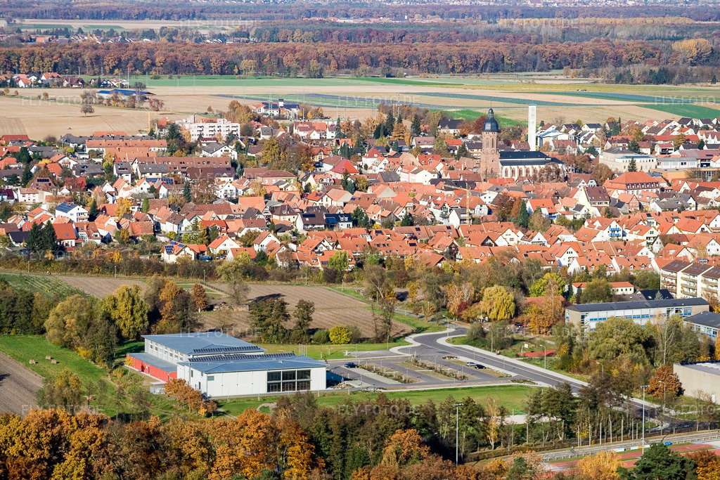 Luftbild: Bienwaldhalle Kandel in Kandel im Bundesland Rheinland-Pfalz in Deutschland. Foto: IMG_8887.jpg vom 05.11.2007 durch Werner Riehm/FLY-FOTO.de