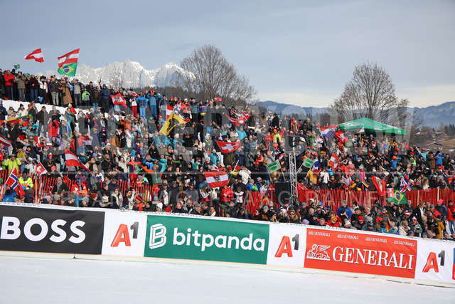 Audi FIS Ski World Cup: Men’s Slalom – Hahnenkamm Race, Kitzbuehel | Kitzbuehel, Austria, 25.Jan.26 - Alpine Skiing - FIS World Cup, Hahnenkamm Race, Slalom, men. The image shows fans.