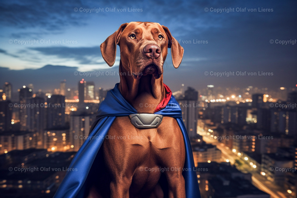 Labrador als Superheld | Labrador mit Umhang als Superheld