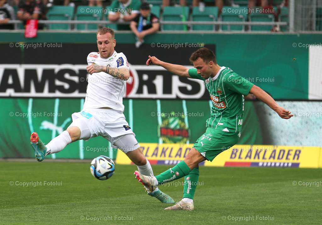 A_LUI_14042024_22 | SPORT,FUSSBALL.ADMIRAL BUNDESLIGA SK RAPID-AUSTRIA KLAGENFURT14.04.2024 IM BILD: MATTHIAS SEIDL (RAPID) UND FLORIAN JARITZ  (KLAGENFURT) FOTO.FOTOLUI/MW