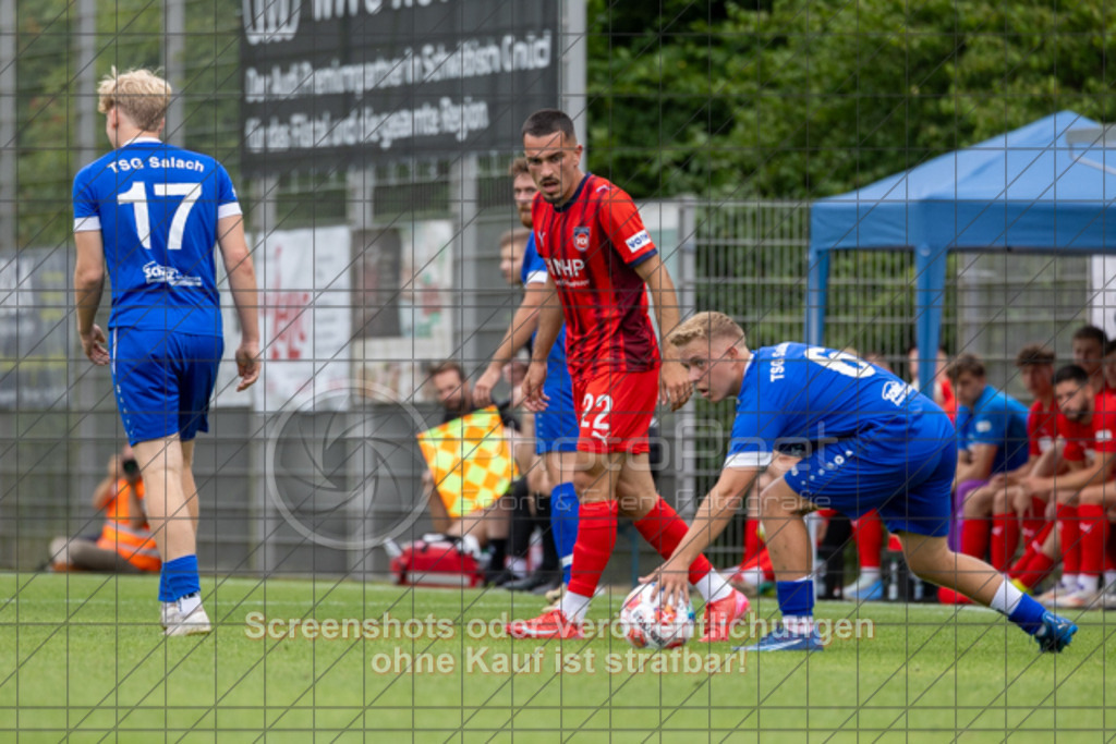 20250706_154823_0951 | #,TSG Salach (blau) vs. 1.FC Heidenheim (rot), Fußball, Freundschaftsspiel - WfV, Saison 2025/2026, Rasensportplatz, Staufenecker Str. 41, 73084 Salach, 06.07.2025 - 15:30 Uhr,Foto: PhotoPeet-Sportfotografie/Peter Harich