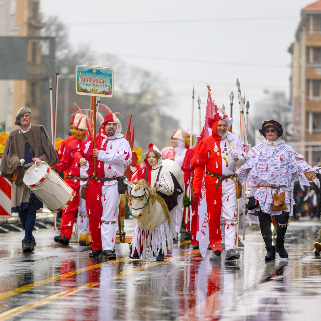 _DWA2310-2 | Trotz Nieselregen schlängelte sich der „Gaudiwurm“ am Sonntag durch die Nürnberger Innenstadt an tausenden Faschingsfans vorbei.  Nürnberg, 11.02.2024 - Realisiert mit Pictrs.com