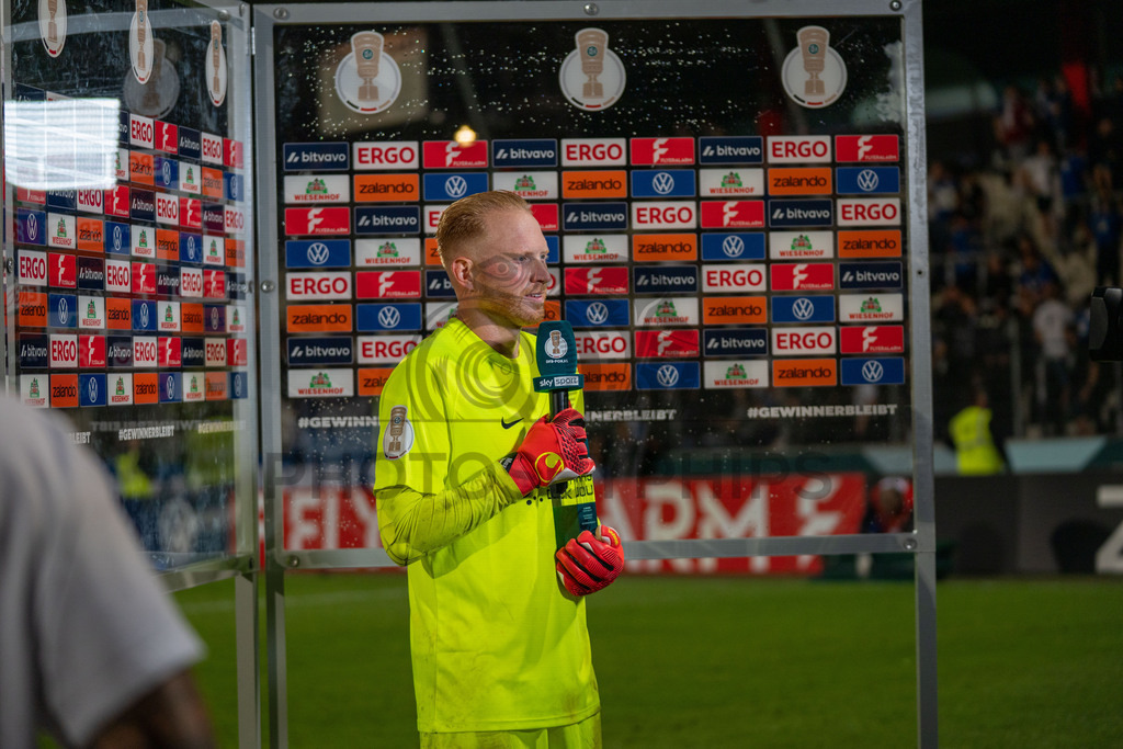 SG Sonnenhof Großaspach vs. Arminia Bielefeld, Fussball, DFB-Pokal, 1. Runde, 22.08.2026 | Maximilian Reule (SG Sonnenhof Großaspach, #01),SG Sonnenhof Großaspach vs. Arminia Bielefeld, Fussball, DFB-Pokal, 1. Runde, 22.08.2026,DFB regulations prohibit any use of photographs as image sequences and/or quasi-video