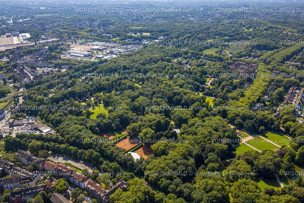 Gelsenkirchen240809200GE-Sued | Luftbild, Stadtgarten Gelsenkirchen, Waldgebiet Naherholungsgebiet grüne Lunge, Altstadt, Gelsenkirchen, Ruhrgebiet, Nordrhein-Westfalen, Deutschland