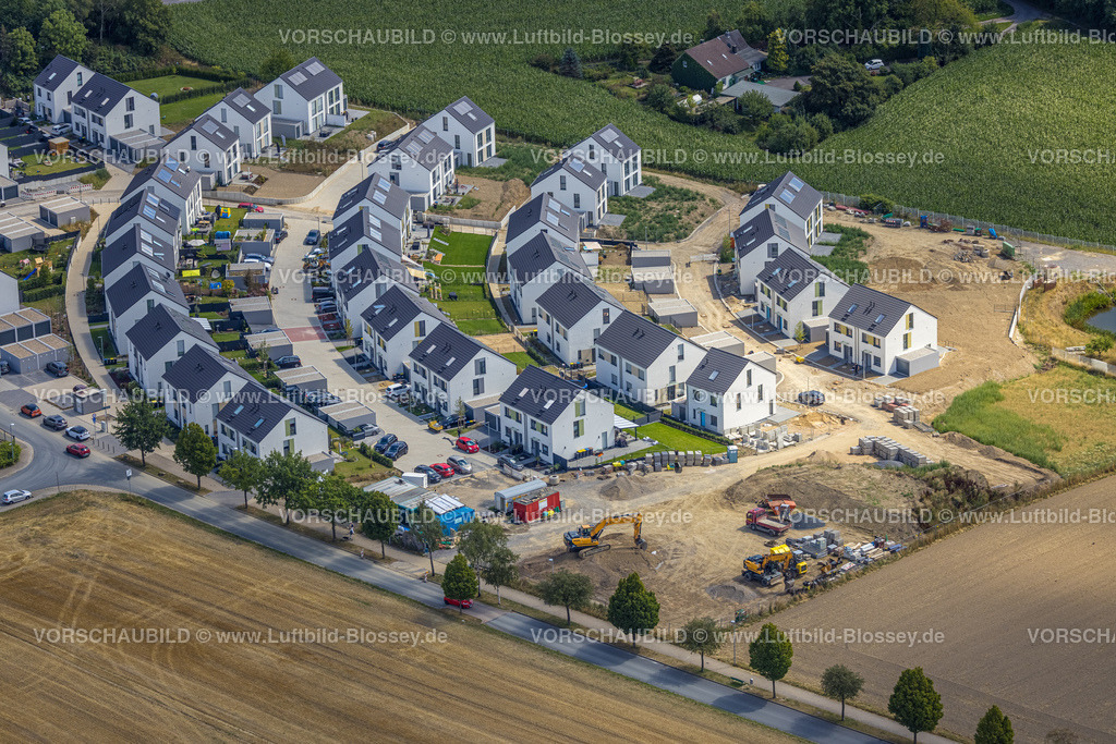 Velbert220803360 | Luftbild, Wimmersberger Südblick Bauprojekt, Ovale Neubau Wohnsiedlung, Hannah-Arendt-Straße, Velbert, Ruhrgebiet, Nordrhein-Westfalen, Deutschland