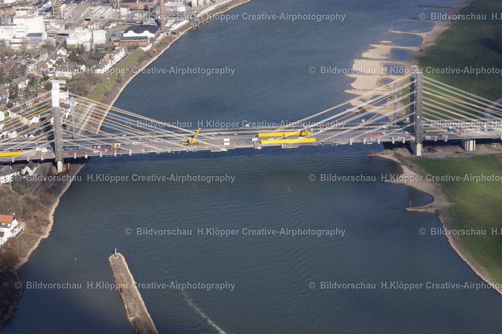 Luftbild Duisburg A40_ 47198 Brücke Neuenkamp-1295 | Aerial view of new construction of Rhine bridge Bad Neuenkamp in Duisburg , highway A40 , North Rhine Westphalia Germany Europe. - Realisiert mit Pictrs.com