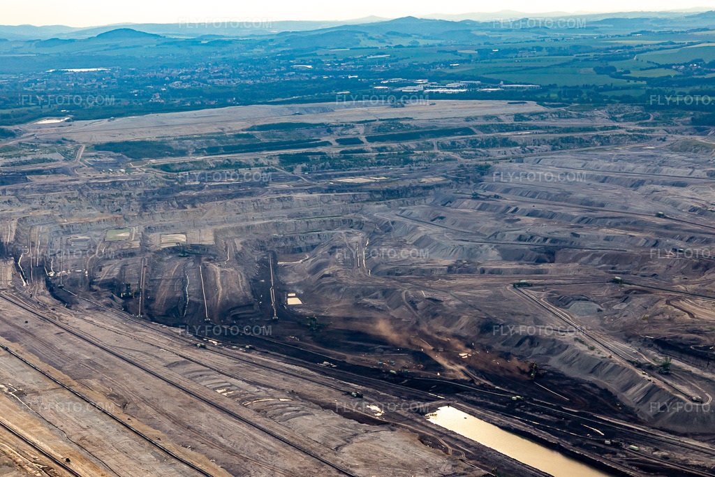 Aerial view: Opencast brown coal mine 