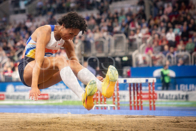 ISTAF Indoor; Duesseldorf, 24.01.2026 | DUESSELDORF, GERMANY - JANUARY 24:  Long jumper Malaika Mihambo (GER) during the ISTAF Indoor Dusseldorf at PSD Bank Dome on January 24, 2026 in Duesseldorf, Germany. 