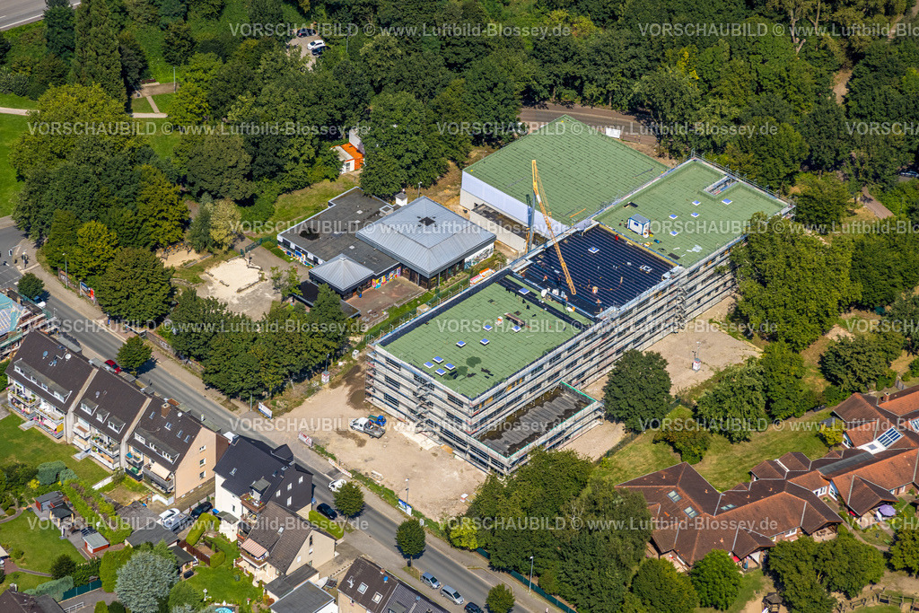 Gelsenkirchen240808468GE-Nord | Luftbild, Baustelle mit Neubau Grundschule An der Gräfte und Städt. Kindergarten, Erle, Gelsenkirchen, Ruhrgebiet, Nordrhein-Westfalen, Deutschland