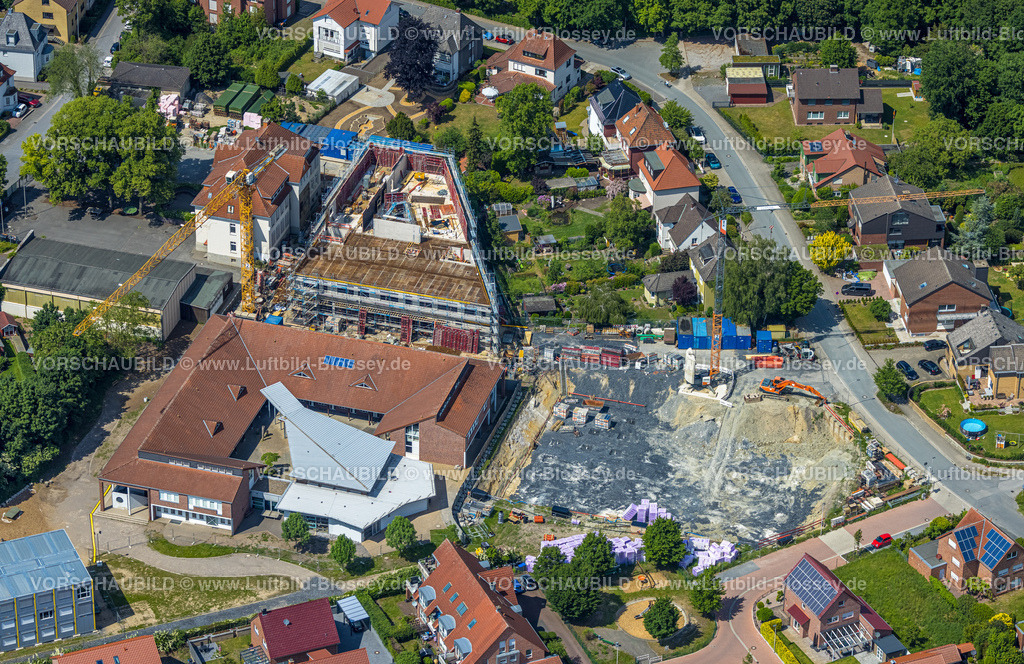 Hamm220504001 | Luftbild, Baustelle mit Neubau und Sanierung Arnold-Freymuth-Gesamtschule / Falkschule, Herringen, Hamm, Ruhrgebiet, Nordrhein-Westfalen, Deutschland