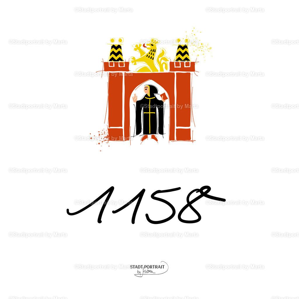 Wandbild München Wappen und Gründungsjahr | Wandbild München Wappen und Gründungsjahr