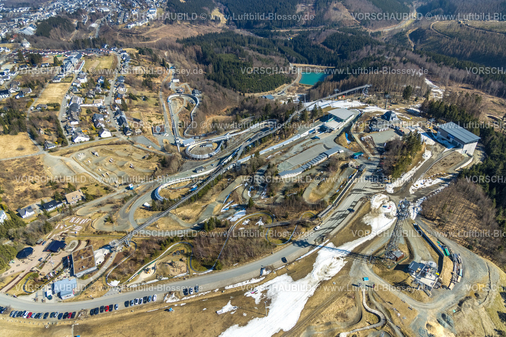 Winterberg220303559 | Luftbild, Veltins EisArena, Kunsteisbahn als Rodelbahn, Skeleton und Bobbahn, Winterberg, Sauerland, Nordrhein-Westfalen, Deutschland