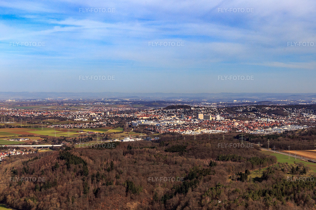 Luftbild: Ortsansicht von Südosten im Ortsteil Eltingen in Leonberg im Bundesland Baden-Württemberg in Deutschland. Foto: IMG_124965.jpg vom 20.02.2021 durch Werner Riehm/FLY-FOTO.de