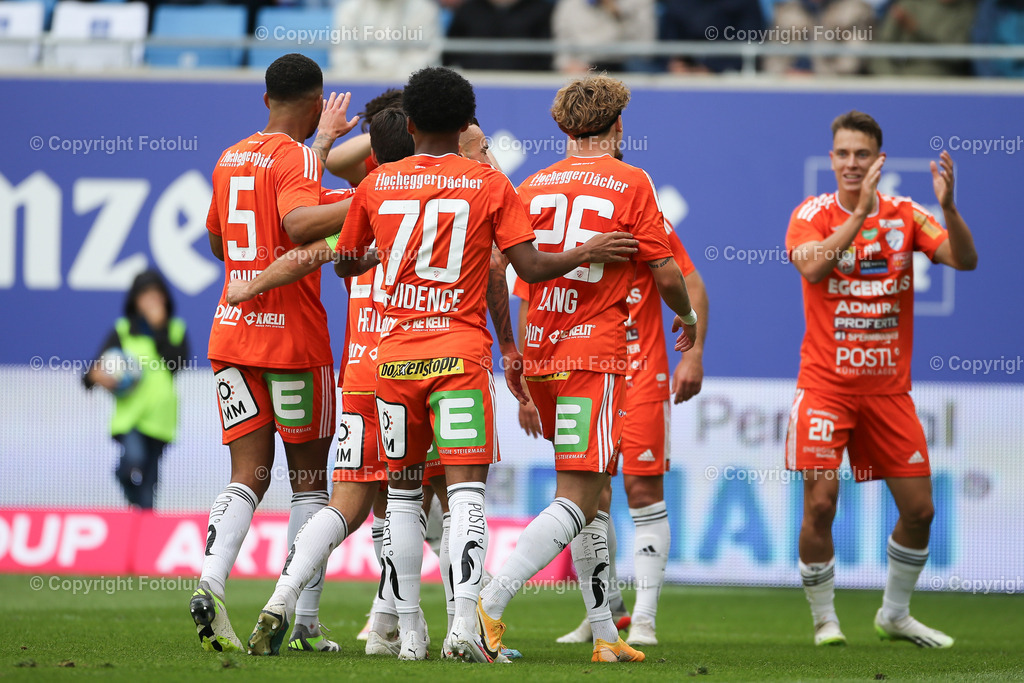 A_LUI_20230806_0036 | SPORT FUSSBALL ADMIRAL BUNDESLIGA  2023/24
FC BLAU WEIß LINZ VS TSV EGGER GLAS HARTBERG
IM BILD: Torjubel (TSV Hartberg)
FOTO:FOTOLUI/UW