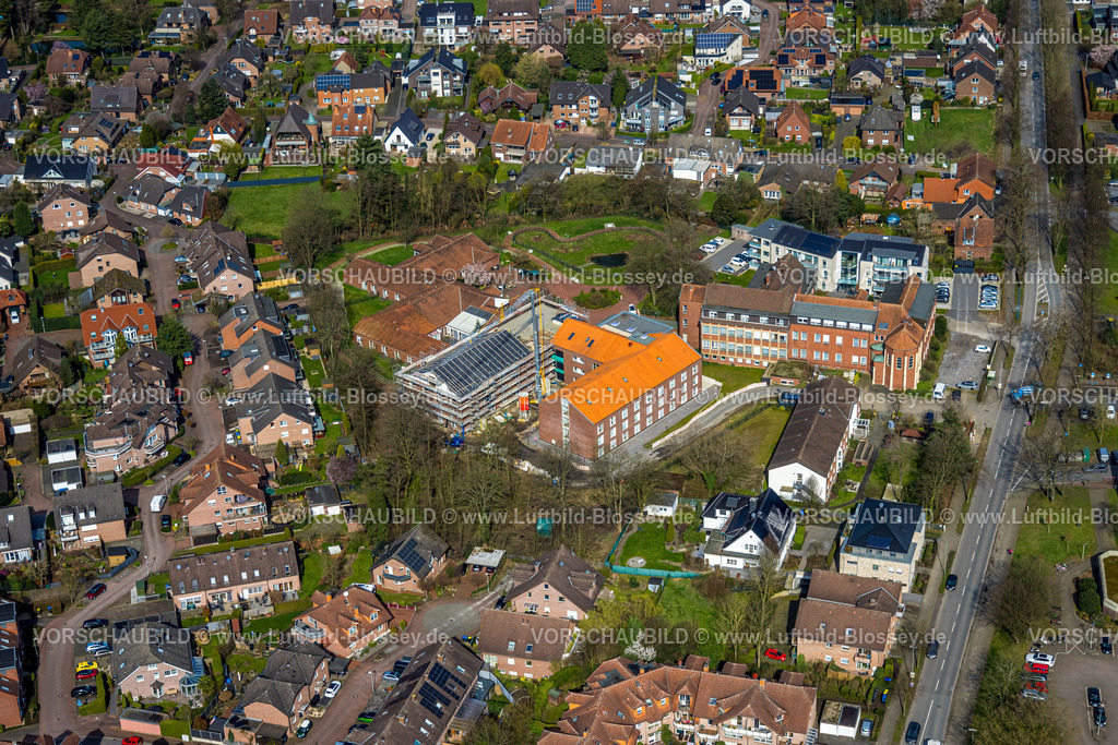 Schermbeck240310191 | Luftbild, Baustelle mit Neubau am Caritas Altenheim und Pflegeeinrichtung Marienheim, Haus Kilian Wohnheim, Wohngebiet, Schermbeck, Ruhrgebiet, Nordrhein-Westfalen, Deutschland