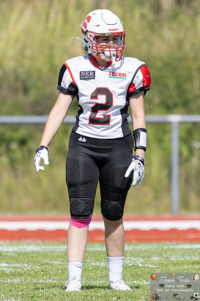 GFLW 1: German Football League Women 1: Rodgau Pioneers Ladies - Stuttgart Scorpions Sisters, 07.06.2026 | Lamis Nada Guerrouchi (Stuttgart Scorpions Sisters #2), Freisteller, Portrait / Porträt, Rodgau Pioneers Ladies - Stuttgart Scorpions Sisters, Rodgau, Maingau-Energie-Stadion "Am Weichsee", 7.6.2026 - Realisiert mit Pictrs.com