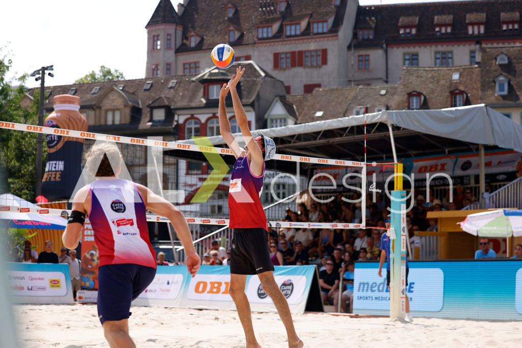 Obi BeachTour 2026 - Basel | BASEL, SWITZERLAND - JULY 19: SIMON HAGENBUCH (SUI) during the Obi BeachTour 2026 match between HAGENBUCH / HAUSSENER (SUI) and LEITNER / KINDL (AUT) at Barfüsserplatz on July 19, 2026 in Basel, Switzerland. - Realisiert mit Pictrs.com