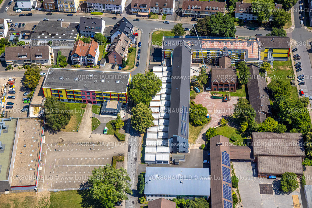 Hattingen230708272 | Luftbild, Gemeinschaftsgrundschule Bruchfeld, Berufskolleg Hattingen mit Baustelle, Südbad, Rosenthal, Hattingen, Ruhrgebiet, Nordrhein-Westfalen, Deutschland