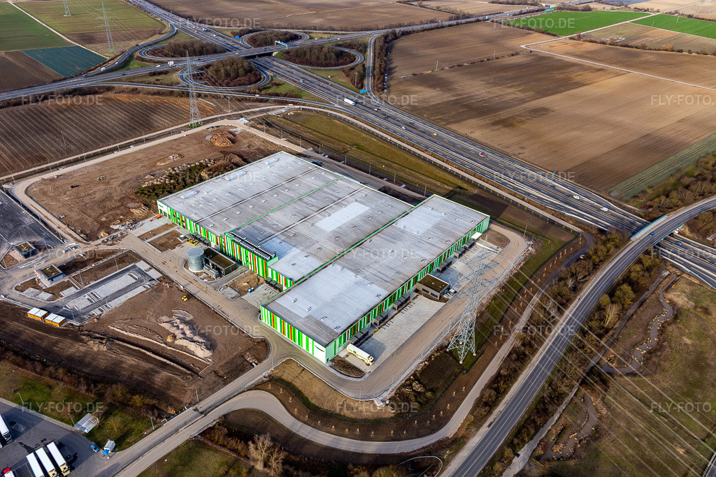 Luftbild: Neubau des Pfalzmarkt für Obst und Gemüse in Mutterstadt im Bundesland Rheinland-Pfalz in Deutschland. Foto: IMG_130418.jpg vom 12.02.2022 durch Werner Riehm/FLY-FOTO.dePfalzmarkt