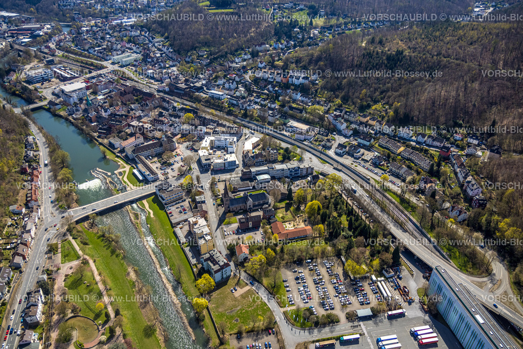 Hagen220402036 | Luftbild, Wildwasserpark am Fluss Lenne, Brücke Stennertstraße, Hohenlimburg, Hagen, Ruhrgebiet, Nordrhein-Westfalen, Deutschland