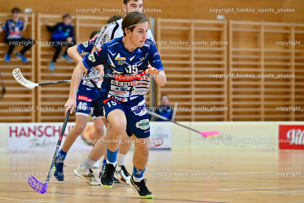 FBK Loka vs. VSV Unihockey | #15 Tristan Bogataj VSV Unihockey, FBK Loka vs. VSV Unihockey, FBK Loka vs. VSV Unihockey am 23.03.2025 in Villach (Ballspielhalle St. Martin), Austria, (Photo by Bernd Stefan)