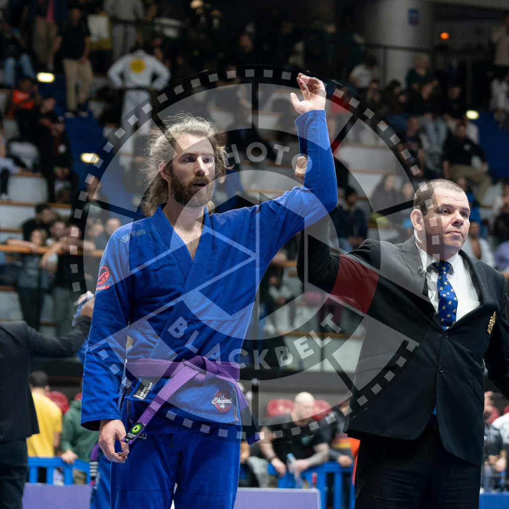 20240125PBB00179 | Fighters compete during the sixth day of the Brazilian Jiu-jitsu European Championship of the IBJJF in Paris, France, on January 25, 2024.