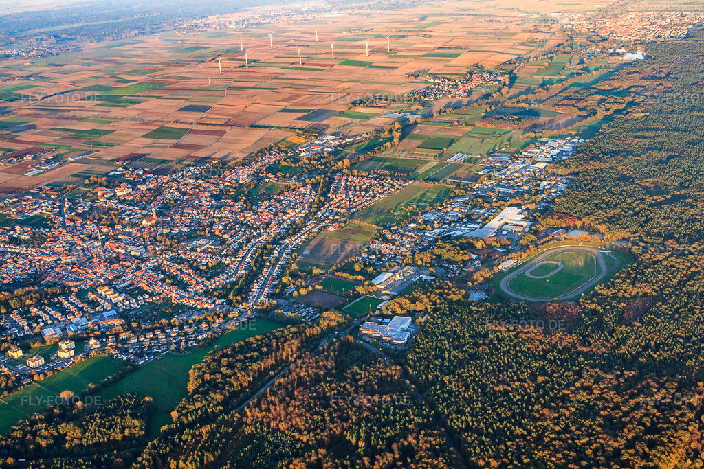 Luftbild: Stadtübersicht von Westen in Herxheim bei Landau im Bundesland Rheinland-Pfalz in Deutschland. Foto: IMG_60783.jpg vom 31.10.2013 durch Werner Riehm/FLY-FOTO.deAuflösung des Originals: 4752 x 3168 px