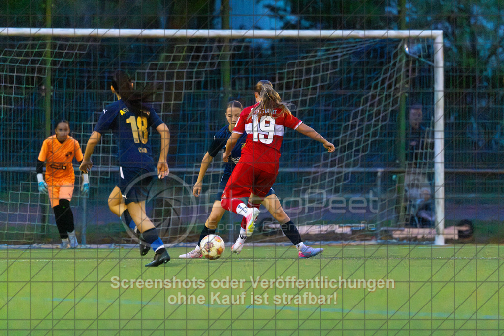 20261007_185632_0024_(c)_by_PhotoPeet | #,ASV Spartania Eislingen (blau) vs. VFB Stuttgart (rot), Fußball, Verbandspokal der B-Juniorinnen,  Saison 2026/2027, Kunstrasenplatz, Öschhalle, 73054 Eislingen, 07.10.2026 - 18:30 Uhr,Foto: PhotoPeet / Sport- &amp; Eventfotografie / Peter Harich