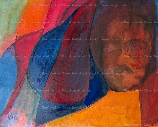 "jb und alter ego" | Aquarell über Tusche auf Hahnemühle-Bütten 460 g/qm, 28x35 cm - Realisiert mit Pictrs.com