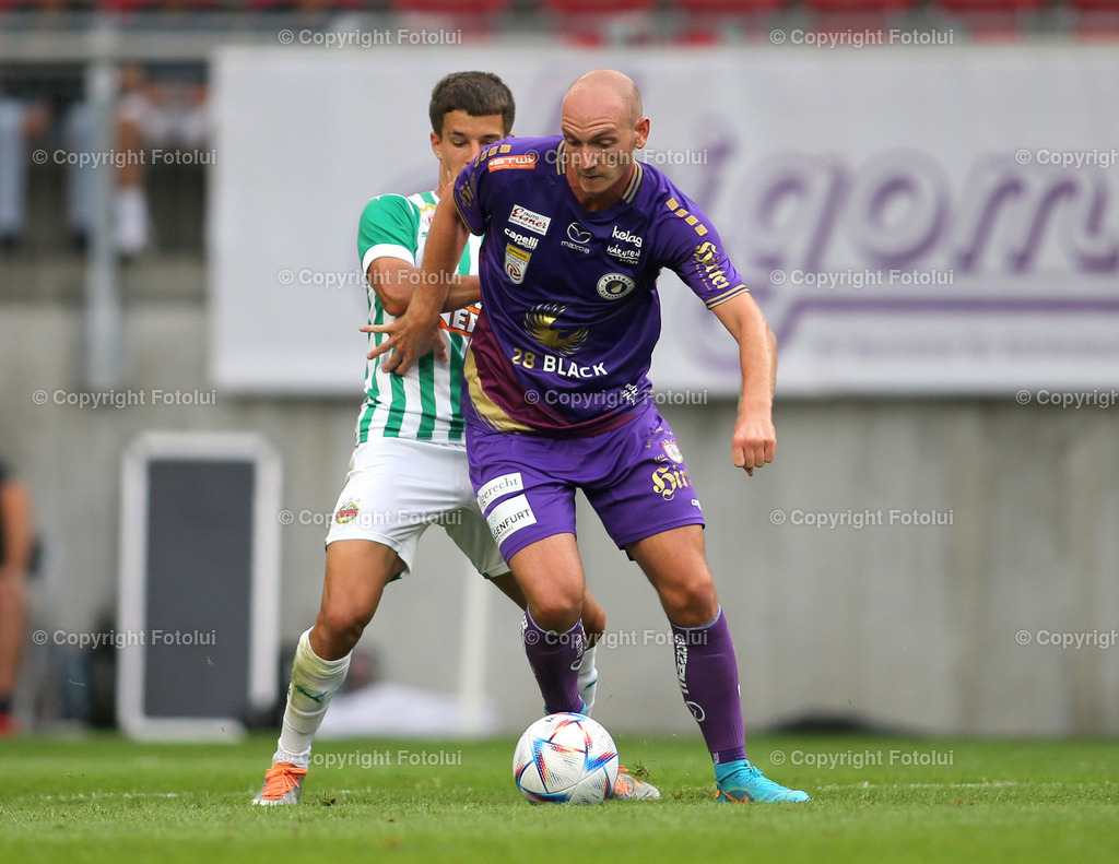 A_LUI_31072022_06 | SPORT,FUSSBALL,ADMIRAL BUNDESLIGA AUSTRIA KLAGENFURT-RAPID 31.07.2022 IM BILD: NICOLAS WIMMER I (KLAGENFURT) UND JONAS AUER  (RAPID) FOTO: FOTOLUI/MARIO WIMMER