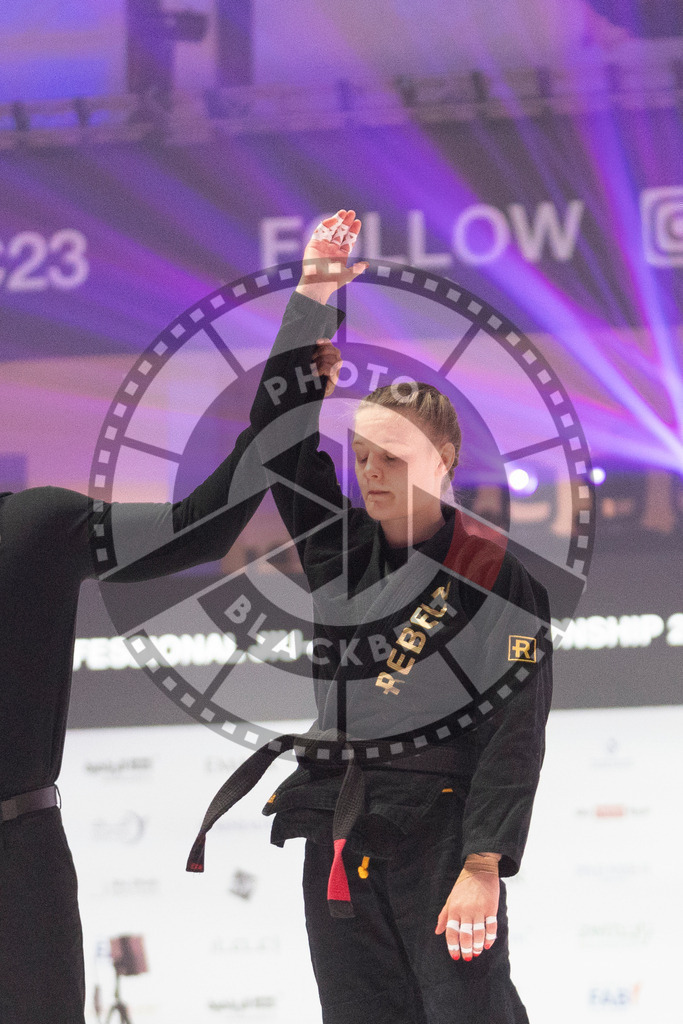 20231109PBB3214 | Fighters compete during the AJP World Professional Championship in the Mubadala Arena in Abu Dhabi, Arab United Emirates, on November 9, 2023.