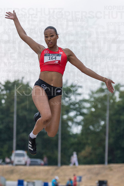 Para Heimspiel 7.0; Leverkusen, 18.07.2026 | LEVERKUSEN, GERMANY - JULY 18, 2026 : Edna Eze (GER/TSV Bayer o4 Leverkusen) competing in the long jump during the Para Heimspiel 7.0 at Fritz Jacobi Sports Complex on July 18, 2026 in Leverkusen, Germany.