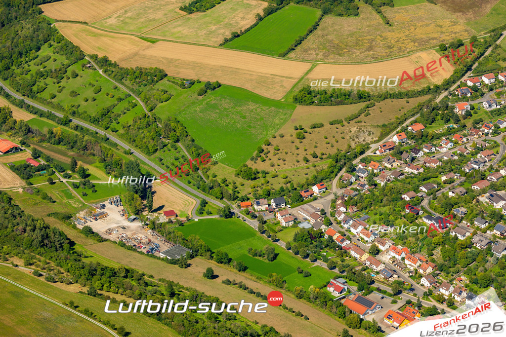 Das Luftbild zeigt : Wachbach Bad Mergentheim - Die Luftaufnahme wurde 2023 vom UL-Flugzeug aus erstellt ( keine Drohne ) - Hochauflösende Luftaufnahme - Für grossformatige Ausdrucke geeignet. Die Geschenkidee !Mit Lizenz und Bildrechte bestellbar