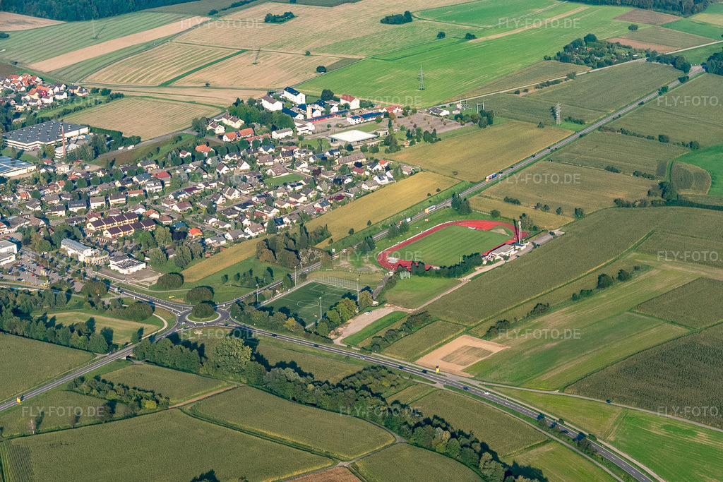 Luftbild: Sportplatz desSportverein Freistett 1921 e.V. im Ortsteil Freistett in Rheinau im Bundesland Baden-Württemberg in Deutschland. Foto: P1010022.jpg vom 15.09.2014 durch Werner Riehm/FLY-FOTO.deSV FreistettSV Freistett