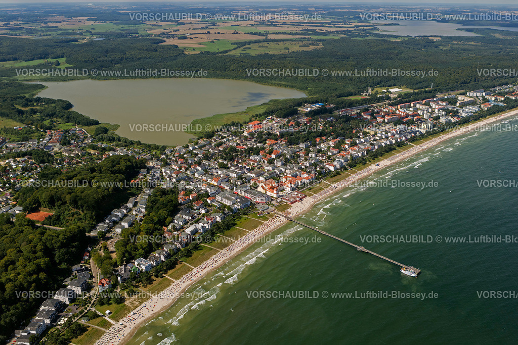 Ruegen12083299Binz | Luftbild, Strand und Anleger von Binz, Strand von Binz mit Kurhaus Binz,  Binz, Insel Rügen, Mecklenburg-Vorpommern, Deutschland, Europa