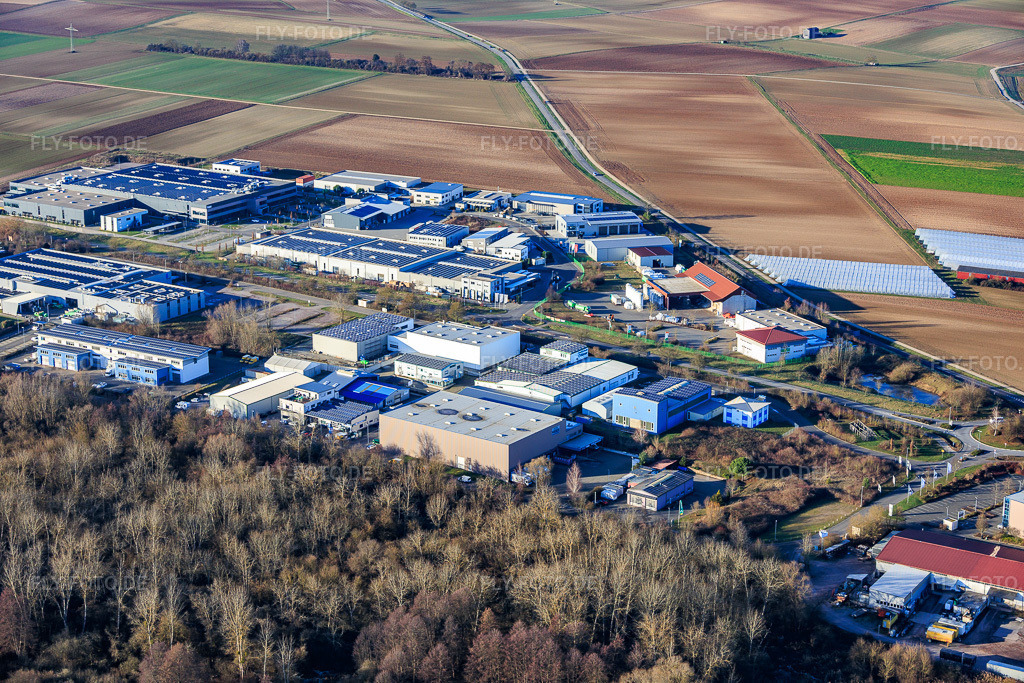 Luftbild: Gewerbepark W von Südwesten in Herxheim bei Landau im Bundesland Rheinland-Pfalz in Deutschland. Foto: IMG_152569.jpg vom 31.12.2025 durch Werner Riehm/FLY-FOTO.de