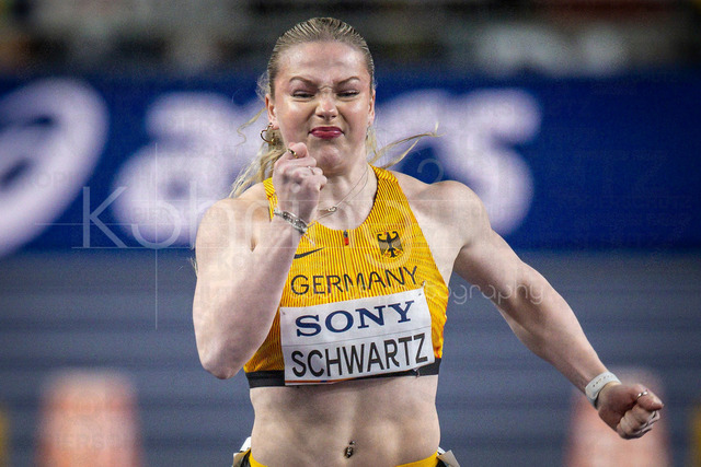 World Athletics Indoor Championships Kujawy Pomorze 26, 21.03.2026 | TORUN, POLAND - MARCH 21:  Philina Marianne SCHWARTZ (GER) competes in the women's 60m 1st round during the World Athletics Indoor Championships Kujawy Pomorze 26 on day 2 / session 1 at Kujawsko-Pomorska Arena Torun on March 21, 2026 in Torun, Poland. 
