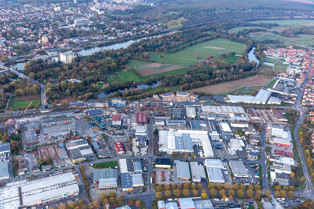Luftbild: Gewerbegebiet Sennfeld West in Sennfeld im Bundesland Bayern in Deutschland. Foto: IMG_119521.jpg vom 25.10.2019 durch Werner Riehm/FLY-FOTO.de