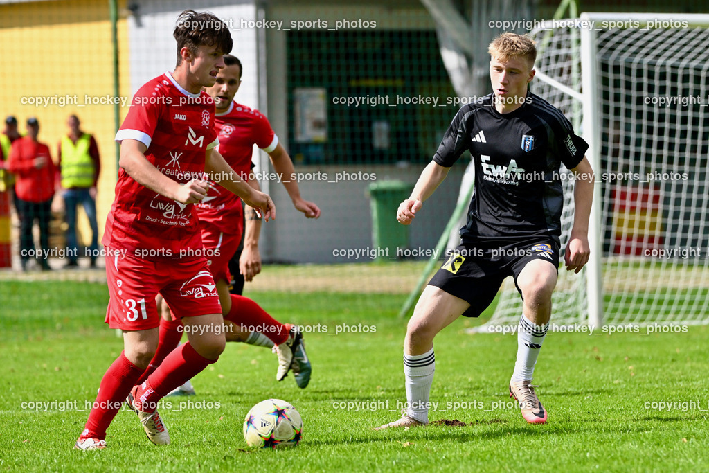 SV Rothentuhurn vs. URC Thal Assling | #31 Fabio Daxer SV Rothenthurn, #6 Rene Lukasser-Weitlaner URC Thal Assling, SV Rothentuhurn vs. URC Thal Assling, SV Rothentuhurn vs. URC Thal Assling am 15.09.2024 in Rothenthurn (Sportplatz Rothenthurn), Austria, (Photo by Bernd Stefan)