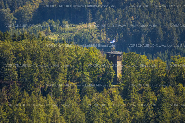 Lennestadt230909627Elspe | Luftbild, Wallburgturm auf dem Weilenscheid, Elspe, Lennestadt, Sauerland, Nordrhein-Westfalen, Deutschland