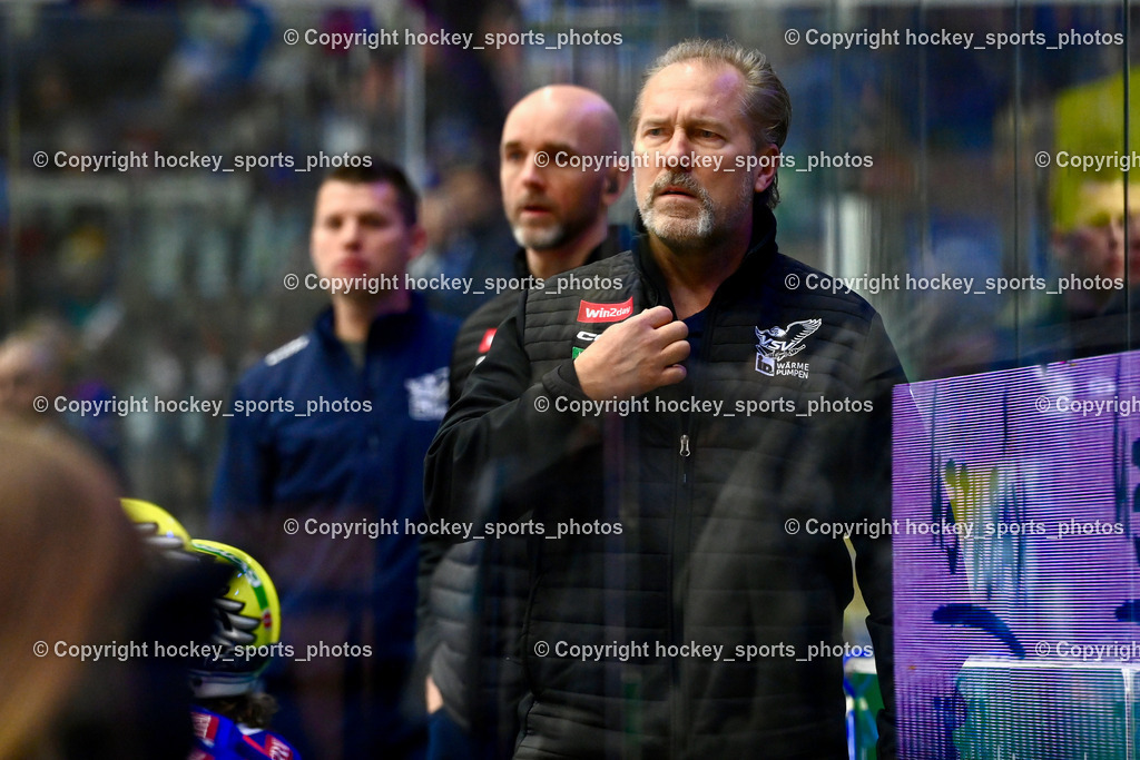 EC IDM Wärmepumpen VSV vs. HC Pustertal | Headcoach EC VSV TUOMIE Tray, Asisstentcoach EC VSV Patrick Machreich, EC IDM Wärmepumpen VSV vs. HC Pustertal, EC IDM Wärmepumpen VSV vs. HC Pustertal am 15.11.2024 in Villach (Stadthalle Villach), Austria, (Photo by Bernd Stefan)