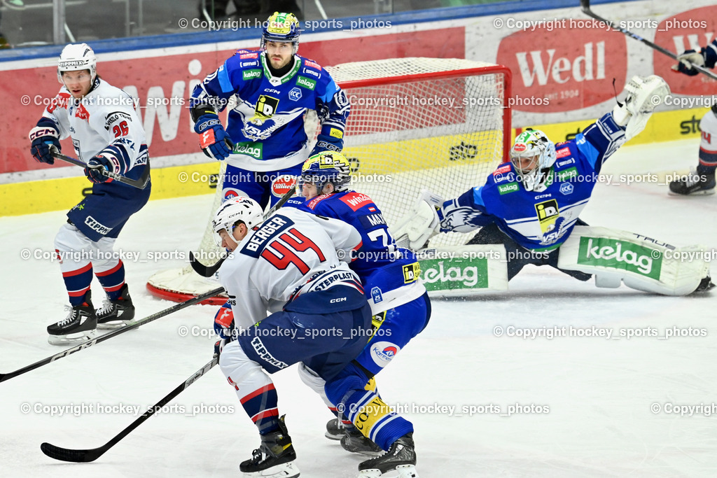 EC IDM Wärmepumpen VSV vs. Hydro Fehervar AV19  | #44 Berger Chase Hydro FEHERVAR, #78 MAXA Felix EC VSV, #26 Kulmala Rasmus HYDRO FEHERVAR, #10 VALLANT Thomas EC VSV, #1 LAMOUREUX Jean Philippe EC VSV, EC IDM Wärmepumpen VSV vs. Hydro Fehervar AV19 , EC IDM Wärmepumpen VSV vs. Hydro Fehervar AV19  am 01.01.2025 in Villach (Stadthalle Villach), Austria, (Photo by Bernd Stefan)