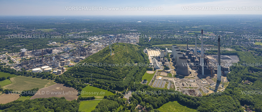 Gelsenkirchen250506840 | Luftbild, Kraftwerk Scholven und Neubau Gas- und Dampfturbinenkraftwerk GuD, Windpark Halde Oberscholven und Ruhr Oel Raffinerie Scholven, Scholven, Gelsenkirchen, Ruhrgebiet, Nordrhein-Westfalen, Deutschland